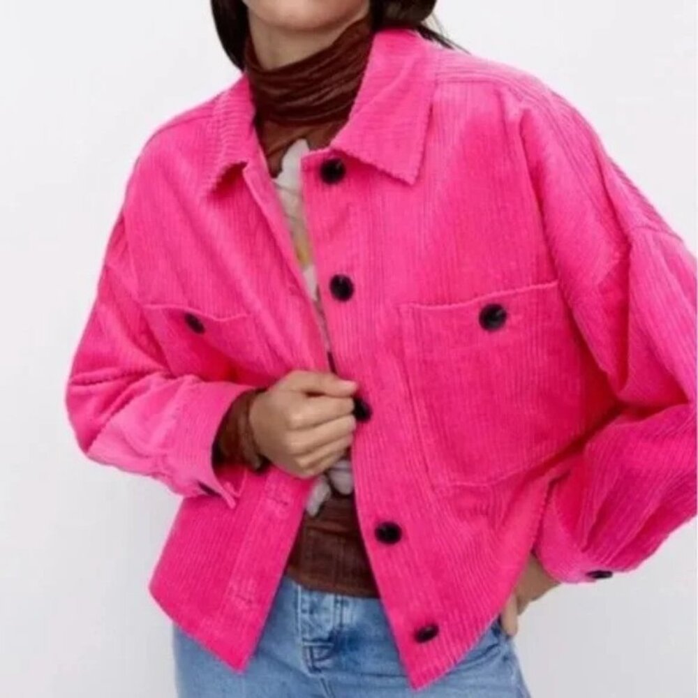 Zara Hot Pink Corduroy Jacket m